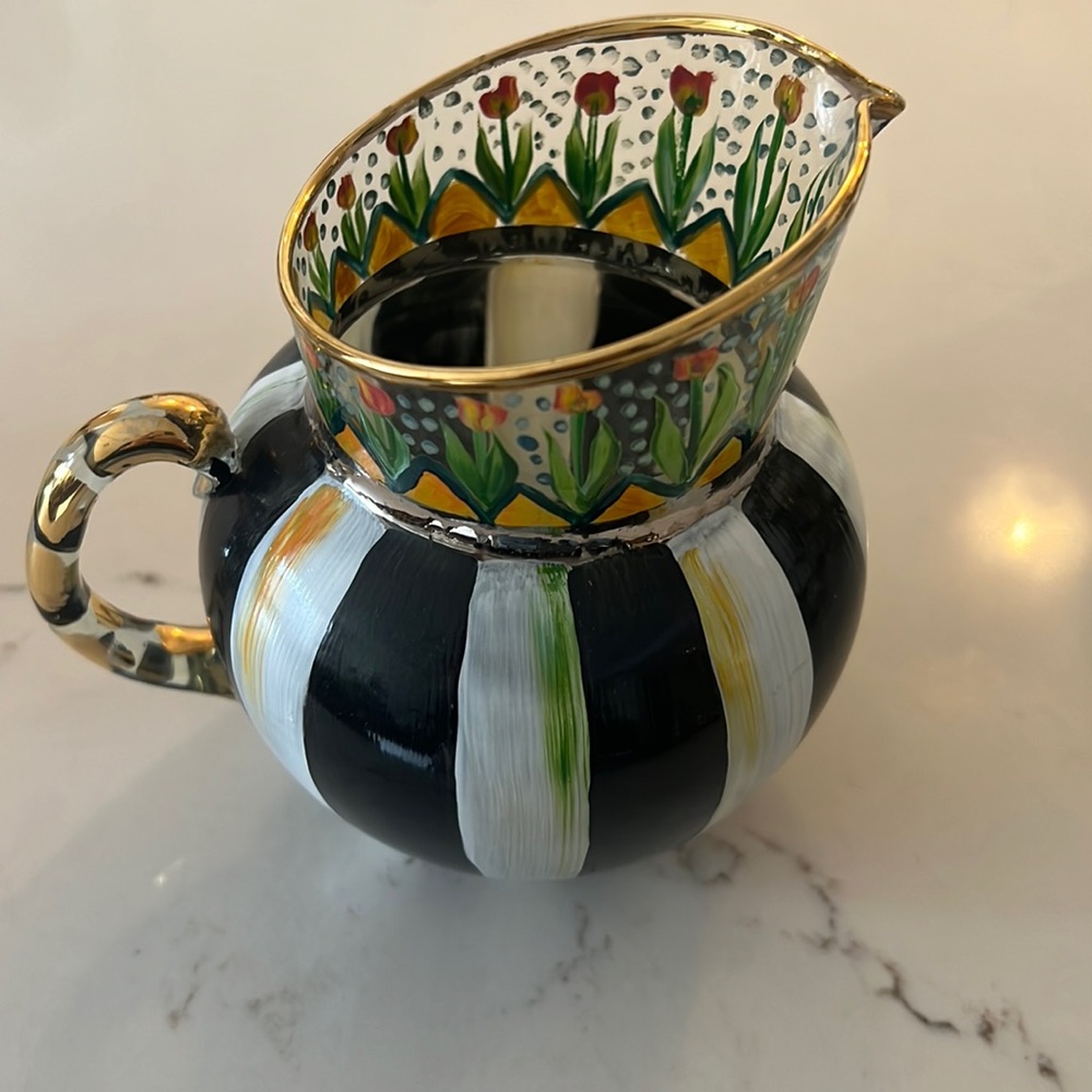 RETIRED MacKenzie-Childs Heirloom Painted Glass Pitcher